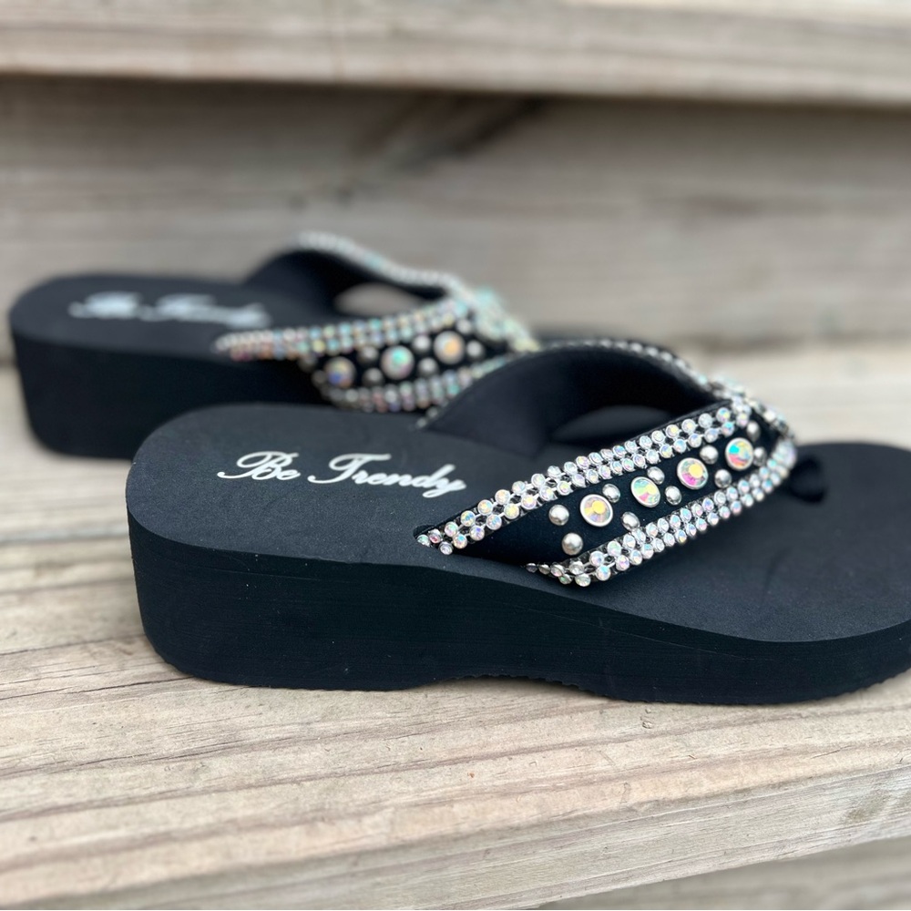 Black Rhinestone Sandals - Picture 6 of 7
